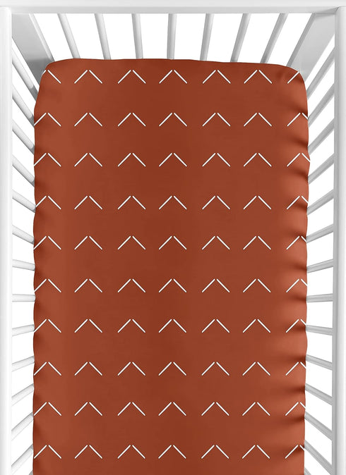 Sweet Jojo Designs Boho Arrow Fitted Crib Sheet for Baby Toddler Bed Nursery - Burnt Orange Rust Modern Bohemian