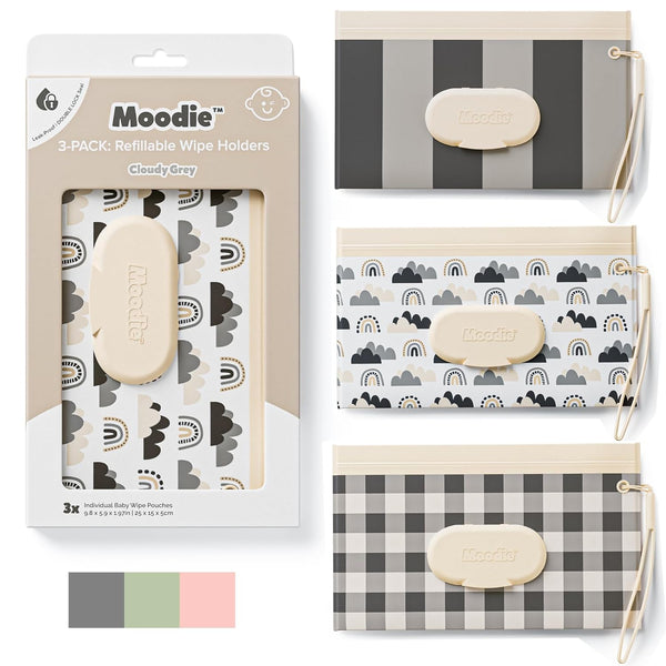 3PACK Baby Wipes Holder | Refillable Wipes Container w/DOUBLE-LOCK SEAL |Travel Wipe