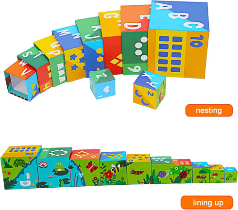 Animal Sorting and Stacking Blocks - Educational ABC & Numbers Toy for Babies and Toddlers, Montessori Learning Tower