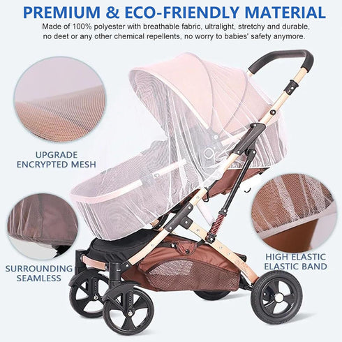 Mosquito Net for Stroller 2Pack, Protective Bug Netting for Strollers, Bassinets, Cradles, and Playards
