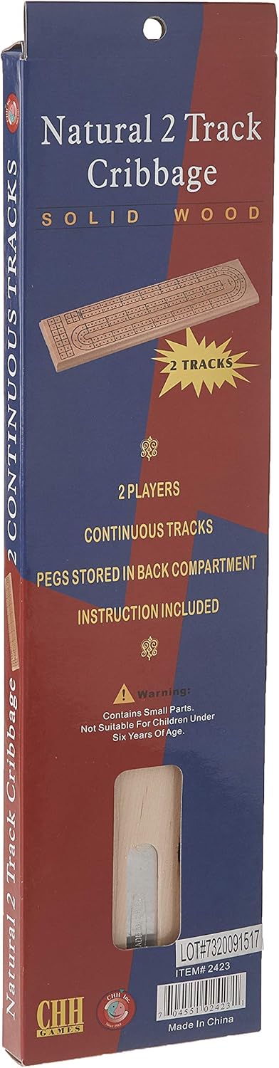 Natural 2-Track Wood Cribbage Board Game