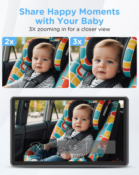 ZGZUXO 7" 1440P, 150Wide Setup Touchscreen Baby Car Mirror, Baby Car Camera HD View Infant in Rear Facing Seat