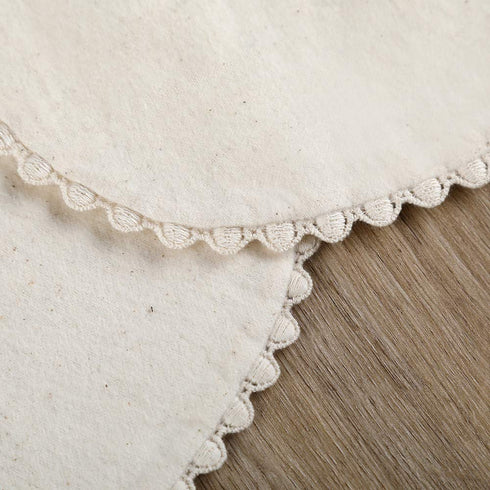 GZMM Baby Bib For Girls - Reversible Waterproof Handmade Natural Cotton Baby Drool Bib 0-12 months, 2 Pack (off-white)