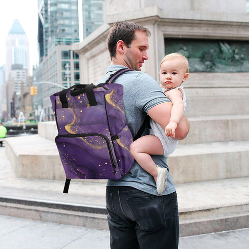 SUABO Backpack Baby Diaper Bag Purple Ink Wash Large Bag Waterproof Travel Diaper Bags for Moms and Dads