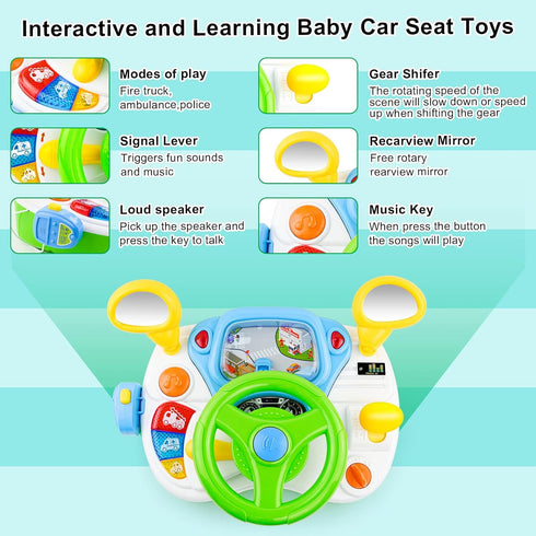 Love&Mini Steering Wheel Toys for 1-5 Year Old Boys and Girls, Simulation Driving Learning Educational Toys