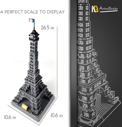 ArtorBricks Architectural Eiffel Tower Large Collection Building Set Model Kit, Compatible with LEGO