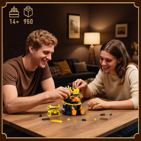 Set, 14+ (950 Vziimo Magic Animals Building Animal Toys with Necklace, Ring, Treasure Box & Crown, MOC Animal Building