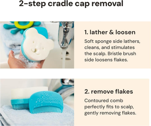 oogiebear Cradle Cap Brush Kit for Babies Gentle and Safe Scalp Massage Care with Sponge, Brush, and Comb for Newborns