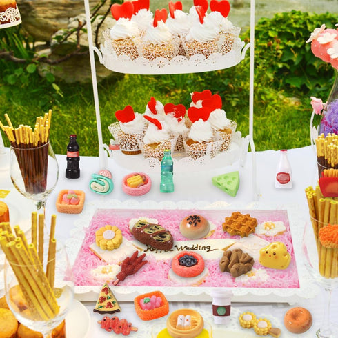 DULEFUN 100pcs Miniature Foods Drink Bottles Toys, Mixed Mini Resin Food Drinks Figures Pretend Play Kitchen Game Party