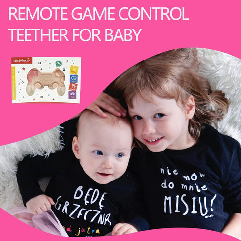 Cool Game Control Remote Teething Toy for Babies 0-6 6-12 Months, Silicone Chew Toy for Gamer Parents (Pink)
