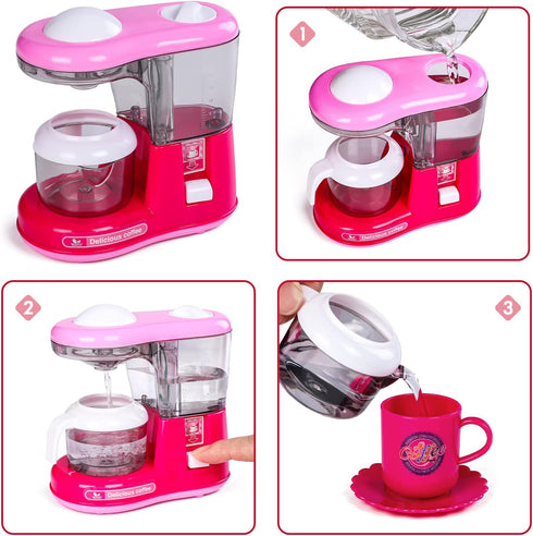 FANELEQU Set,Coffee Set Kitchen Appliances Toy,Kids Kitchen Pretend Accessories Play Maker Machine,Blender,Mixer