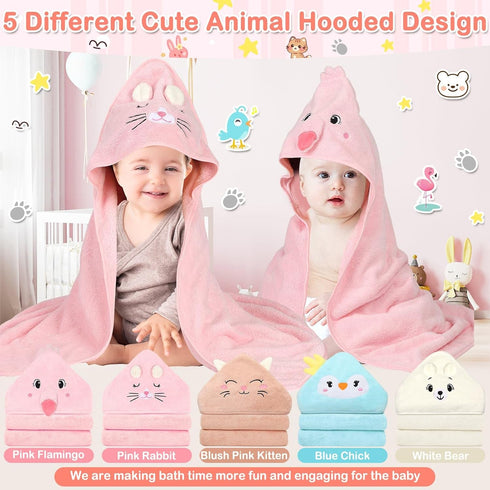 Sublaga 15 Pack 5 Packs 10 Packs Hooded Baby Towels, Soft Baby Bath Towels with Hood for Babies, Baby Washcloths