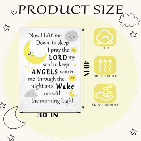 Peryiter Christian Gift for Baby Baptism Gift Plush Baby Blanket with Dotted Backing Baptism Blanket Scripture Quote Bible Verse Blanket for Newborn Boy Girl Christening Godchild Gift, 30 x 40 Inch by Peryiter