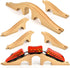 Mototo 2 Pack Wooden Train Track Bridge Wooden Train Accessories Wood Track