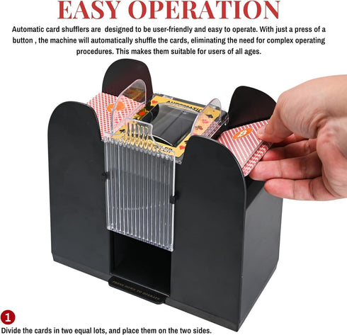 6 Deck Automatic Card Shuffler, USB/Battery-Operated Uno Shuffler Card Machine, Automatic Shuffler for Card Games