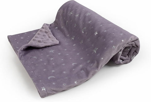 Baby Blanket for Boys Girls, Soft Minky with Double Layer Dotted Backing, Star and Moon Printed, 30 x 40 Inch Receiving