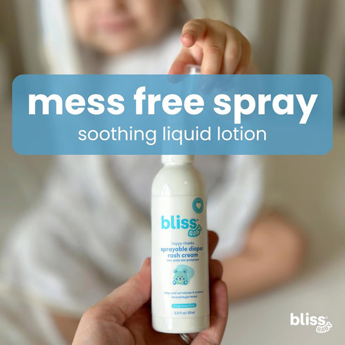 Bliss Baby Diaper Rash Cream Spray - Fragrance-Free, No Touch & Mess-Free, Treats, Soothes & Prevents Diaper Rash, Zinc