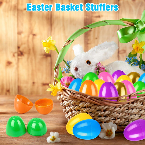 72-288 2.36" 66 6 Leetous PCS Easter Empty Eggs for Egg Hunt, Bulk Hinged Plastic PCS Colorful Eggs with PCS Golden