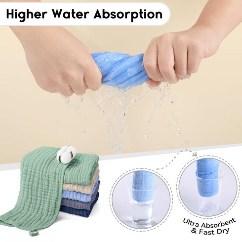 100% 20"X10" 5 Pack Unnivoll Muslin Burp Cloths for Baby Cotton Burping Cloths for Boys Girls Large Extra Soft
