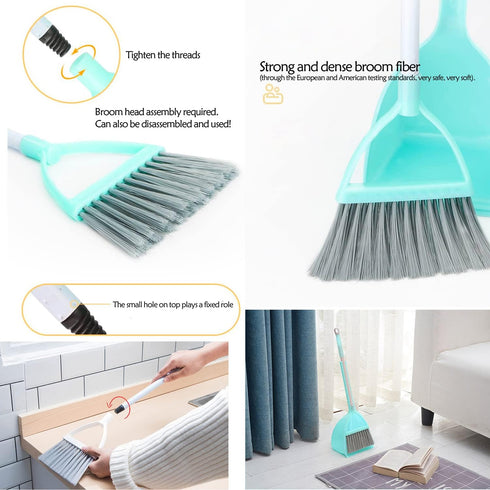7 Pack Set Cleaning Kid's Housekeeping Tools Kitchen Toys,Includes Mop Broom,Dust-pan,Brush,Apron,Rag,Chenille Duster