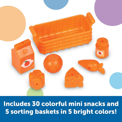 Learning Resources Mini Fridge Sorting Snacks, 51 Pieces, Educational Toddler Toys, Snack Toys, Kids Kitchen Accessories