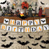 Halloween Party Decorations - Orange Black Latex Balloons, Happy Birthday Banner, 32pcs Black Vampire Bats