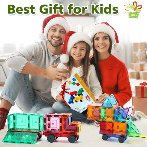 Set, 4 4-8 3-5 3+ Magnetic Tiles Cars Construction PCS Magnet Cars Magnetic Building Blocks Toy for Kids Ages Magnet