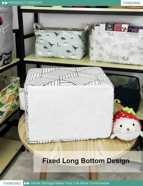 FANKANG Foldable Canvas Laundry Basket, Nursery Hamper with Waterproof PE Coating for Storage, Office, Bedroom (L,