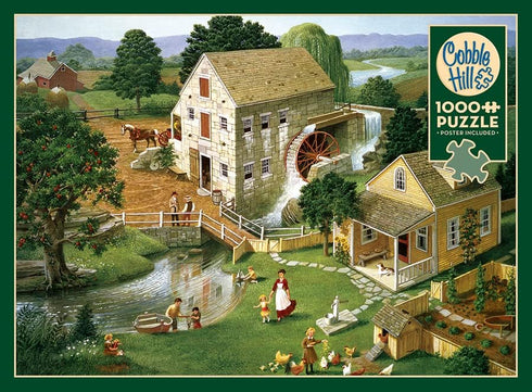Cobble Hill 1000 Piece Puzzle - Four Star Mill with Sample Poster Included