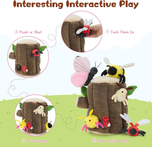 6pcs Set MaoGoLan Flying Insect Plush Toys with Plush Bee Moth Butterfly Dragonfly, Flying Insect Stuffed Animal Bulk