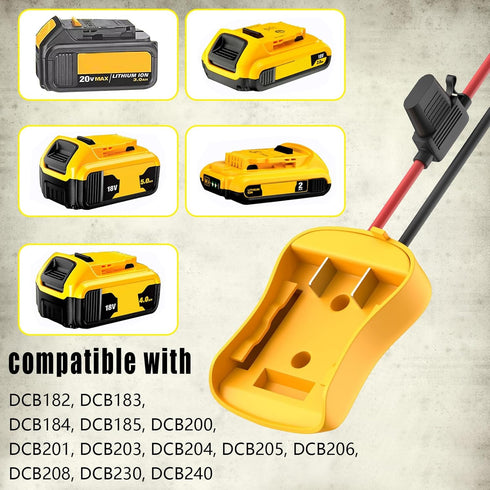 Dewalt 20V Battery Adapter for Power Wheels with Wire Harness Connector - Compatible with Peg-Perego Ride-on Car