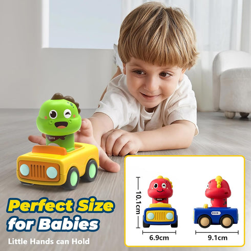 1+ 1-3,Push 12-18 MOONTOY Car Toys for Year Old First Birthday Gifts for Boys,Press and Go Car Toys Baby Animal Racing