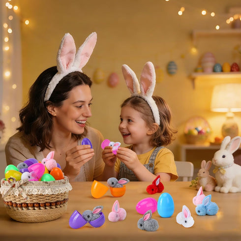 24Pack Labrostar Easter Eggs Fillers with Easter Bunny Plush Inside Prefilled Easter Eggs for Easter Eggs Hunt Easter