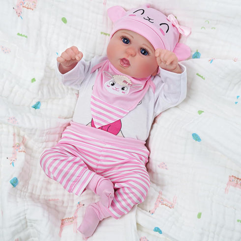 BABESIDE 5Pcs Reborn Baby Doll Clothes 20inch Outfit Accessories Set for 17-22 Inch Reborn Dolls Girls Baby Clothing with Hat,Pink