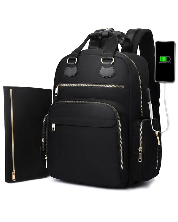 Diaper Bag Backpack Travel Baby Bag with Changing Pad,17 Pockets,Insulated Pockets,USB Charging