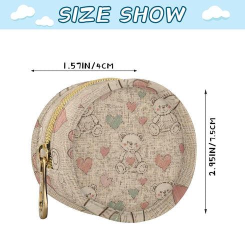 PYBUG Bear Round Pacifier Storage Case, Polyester & TPU Lined with Hook Buckle, Pacifier Container Box for Baby
