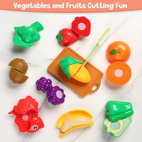 CUTE STONE Kids Kitchen Accessories Set, Play Food Sets with Pots and Pans, Utensils Cookware Toys, Kitchen Playset