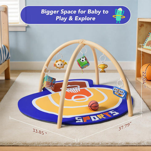 IPOZITO Tummy Baby Gym Play Mat, Oversize Basketball Court Shaped Time Mat, Baby Play Activity Mat for Floor Promote