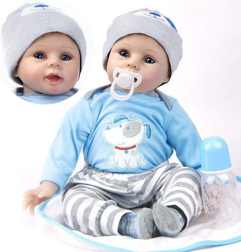 MAIHAO 22inch Reborn Dolls, Silicone Baby Boy and Girl Realistic Babies, Cheap Lifelike Newborn Toddler for Kids, Open
