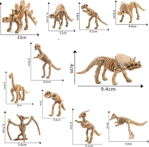 24pcs Dinosaur Fossil Skeletons, 3.7 Inch Assorted Figures for Educational Science Play and Party Decorations