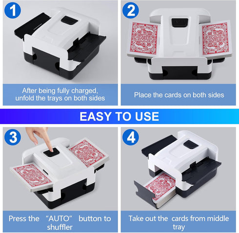 FEIERYA Automatic Card Shuffler,Electric Poker Shuffler,Playing Card Shuffler for Home Card Game,Travel