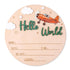 NQEUEPN Newborn Announcement Sign, 15cm/5.91 Inch Wooden Hello World Sign Newborn Welcome Plaques