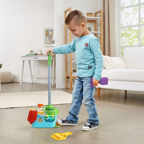 Set 3-5, LeapFrog Clean Sweep Learning Caddy, Kids Mop and Broom Cleaning Toy for Ages Blue