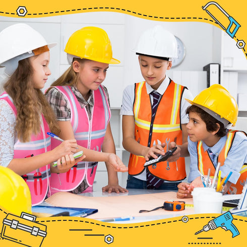 2 Pcs Kids Construction Vest, High Visibility Safety Costume for Children, Dress Up for Ages (Orange)