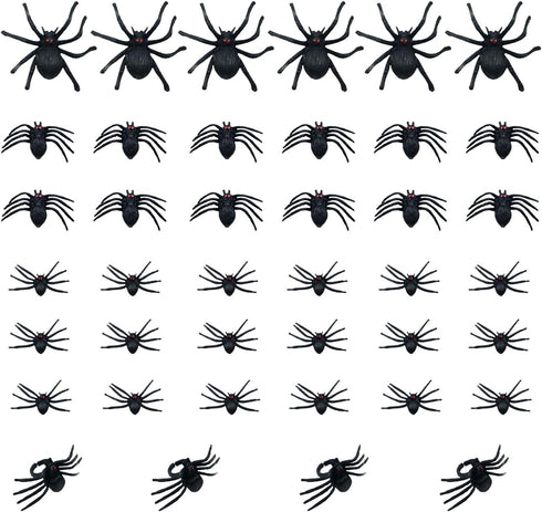 kockuu 46pcs Realistic Plastic Spider Toys, Fake Spider Prank Prop for Halloween Party Decorations and Gifts