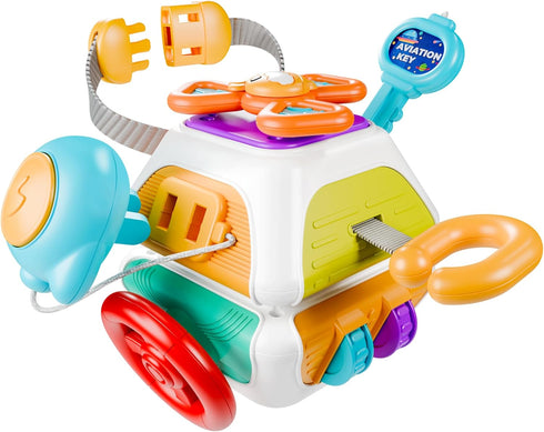 iPlay, iLearn Baby Busy Board Cube, Montessori Sensory Toys for 1-3 Year Olds, Educational Travel Toy