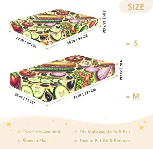 CZXW 52" 28" Vegetables and Sandwiches Crib Sheets Fitted x Natural Cotton Soft & Breathable for Baby Crib Mattress