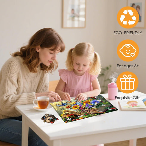 500 18.9 14.2 Mocfesk Wooden Puzzles for Adults, Mother's Day Book Puzzles Pieces, Unique Shaped Butterfly Flower