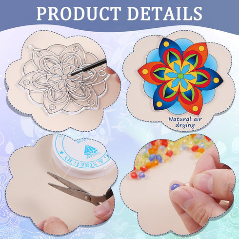 Dunzoom 30 Set Summer Mandala Suncatchers Kits Mandala Flower DIY Suncatchers Craft Kits Make Your Own Paint Ornaments