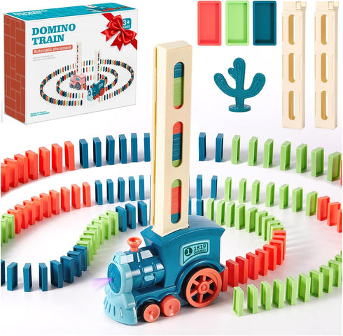 200 PCS Domino Train Toys Set, Automatic Dominos Building and Stacking Creative